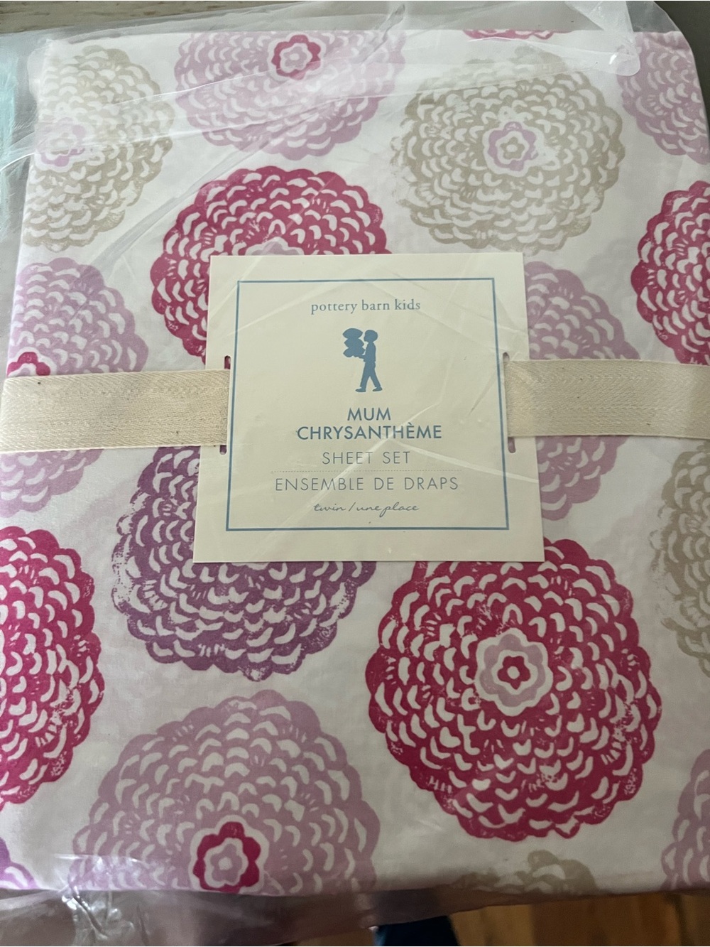 Pottery Barn kids twin sheet set Mum Chrysanthemum 3pc New